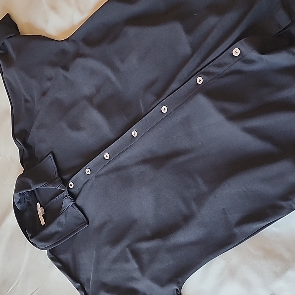 Large Cable & Gauge Button Down Up Black Matte Color, Short Sleeves